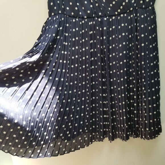 Alex Marie NWOT Navy Blue White POLKA DOT DRESS Sleeveless PLEATED Sz 1X $129 - Picture 10 of 12